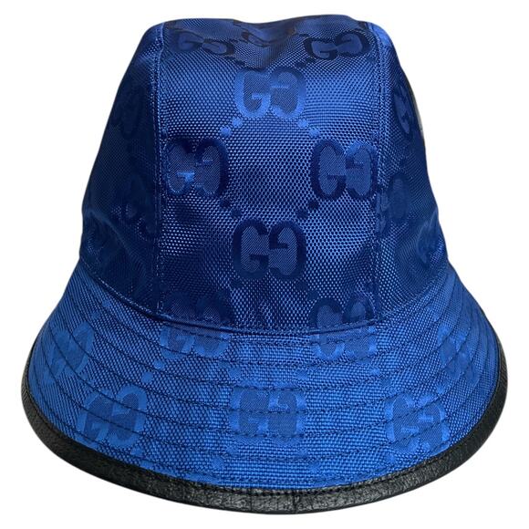 GUCCI Econyl Nylon Monogram Off The Grid Will Bucket Hat Orient Blue Black, M - Picture 6 of 16